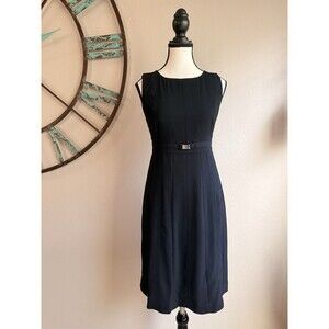 Tahari ASL Dress Black Sleeveless Lined Size 6 EUC